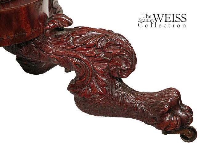 19th Century Carved Mahogany Classical Card Table, New York, circa 1820 For Sale