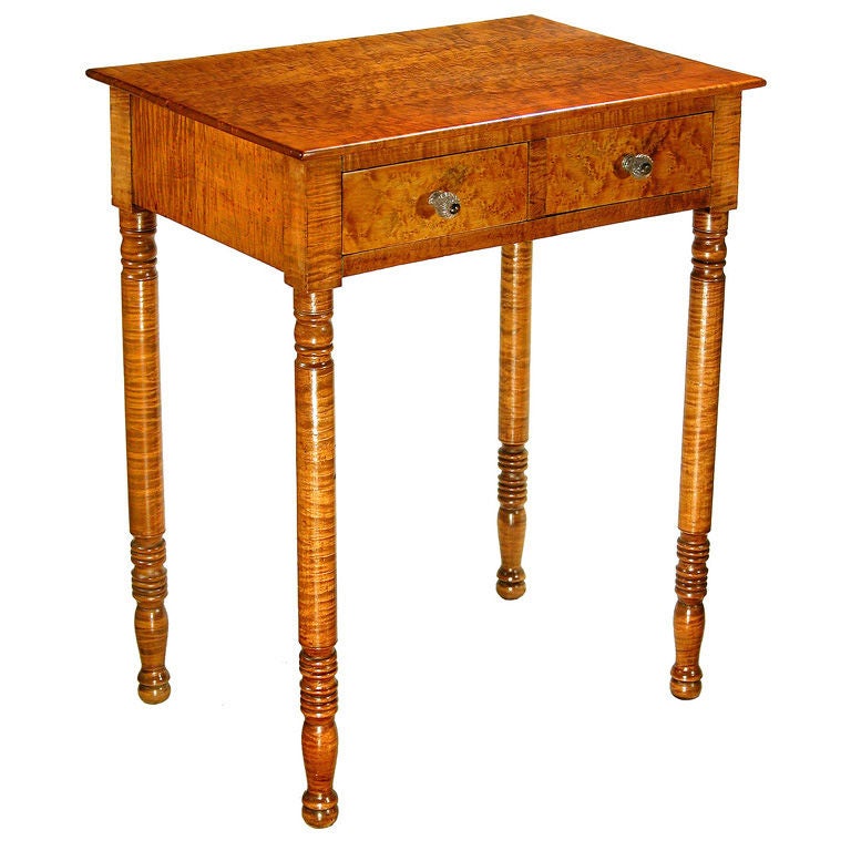 Tiger Maple or Bird's-Eye Maple Two-Drawer Workstand