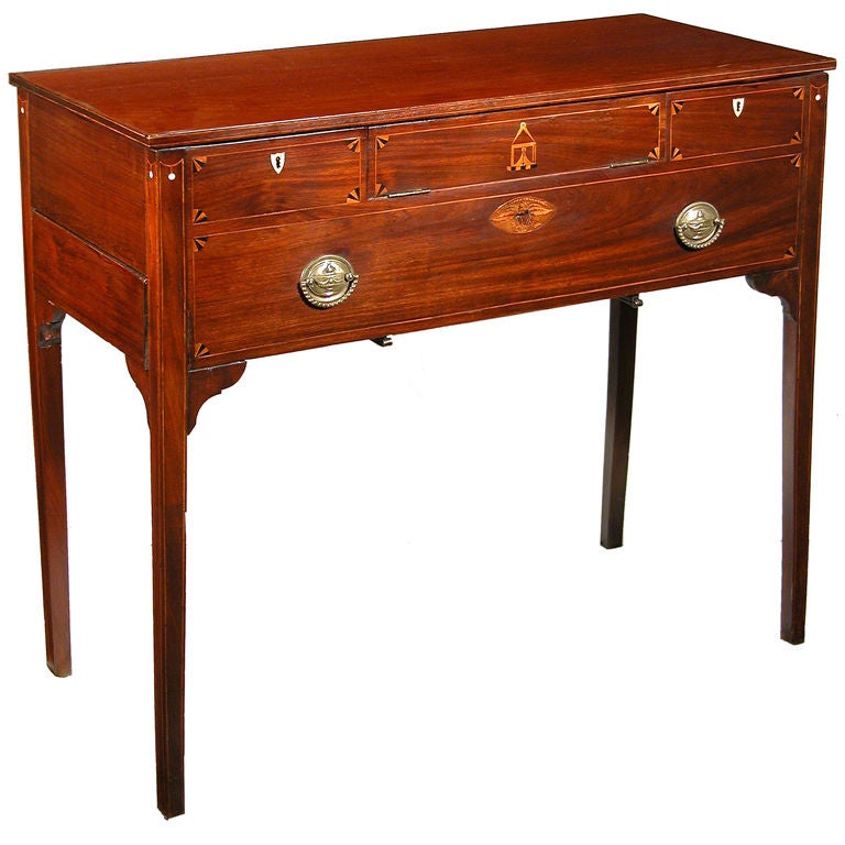 Rare Inlaid Mahogany Stand-up Desk, c.1815, New England