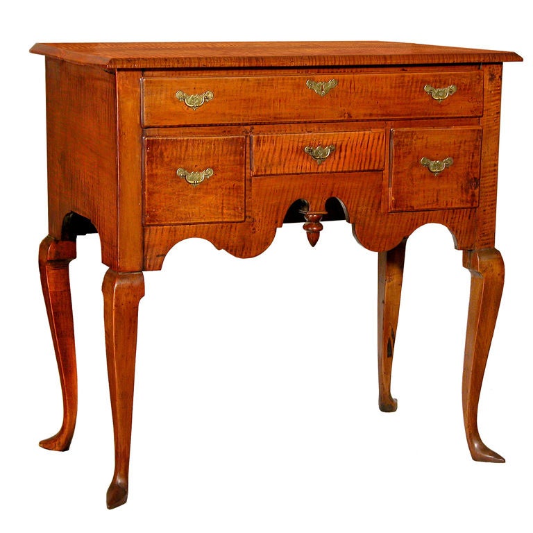 Queen Anne Tiger Maple Server, Highboy Base, Rhode Island