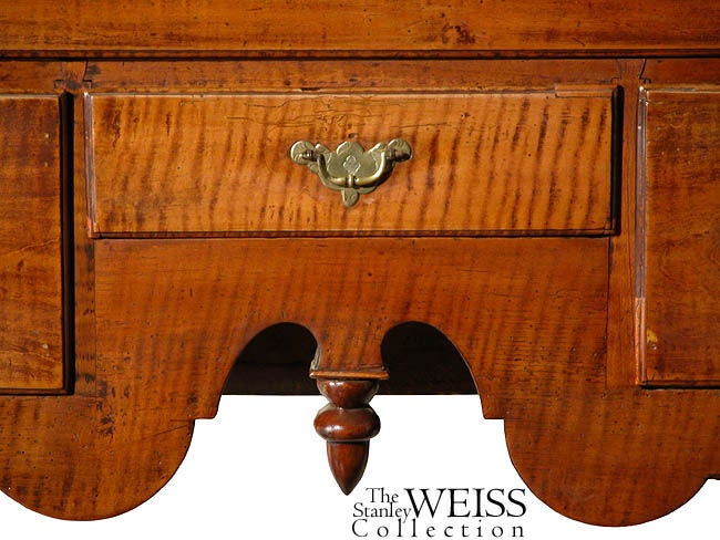 Queen Anne Tiger Maple Server, Highboy Base, Rhode Island 1