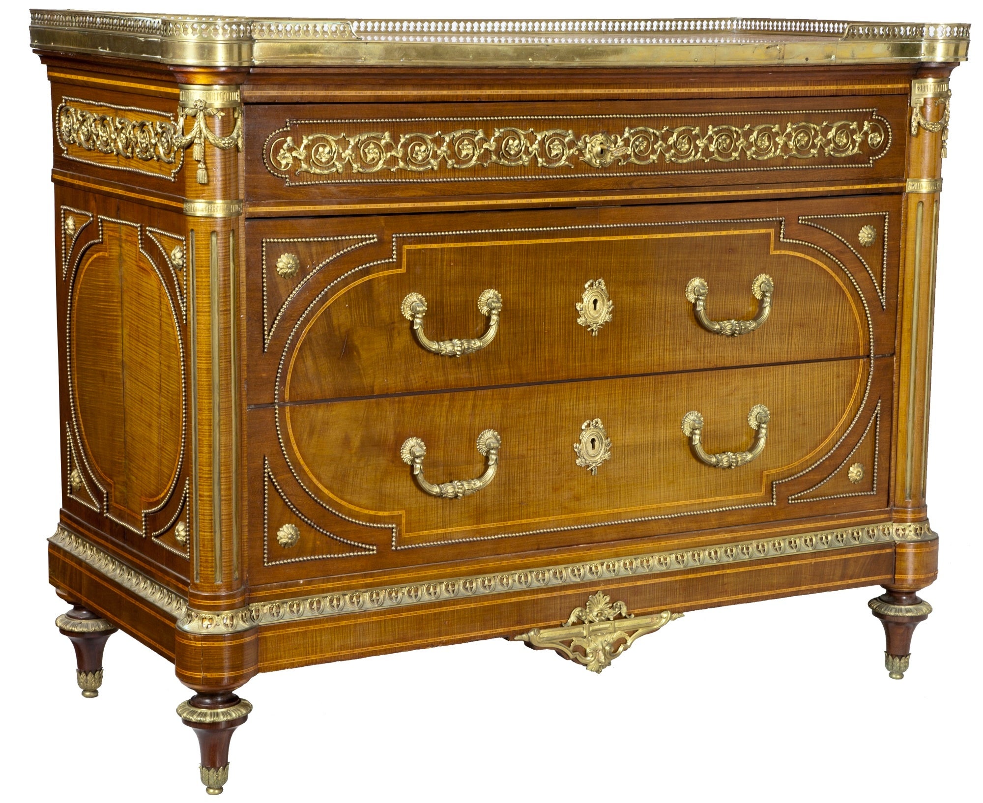 Fine English Mahogany Marble-Top Commode, Late 19th Century