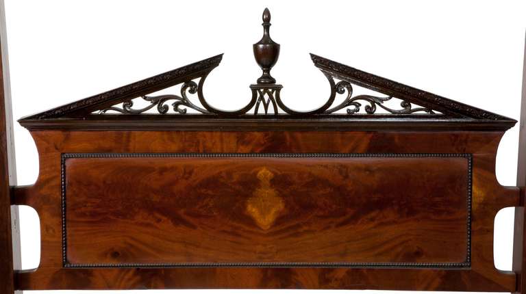 19th Century Pair of Mahogany Chippendale Style Gothic Beds, England ca. 1840