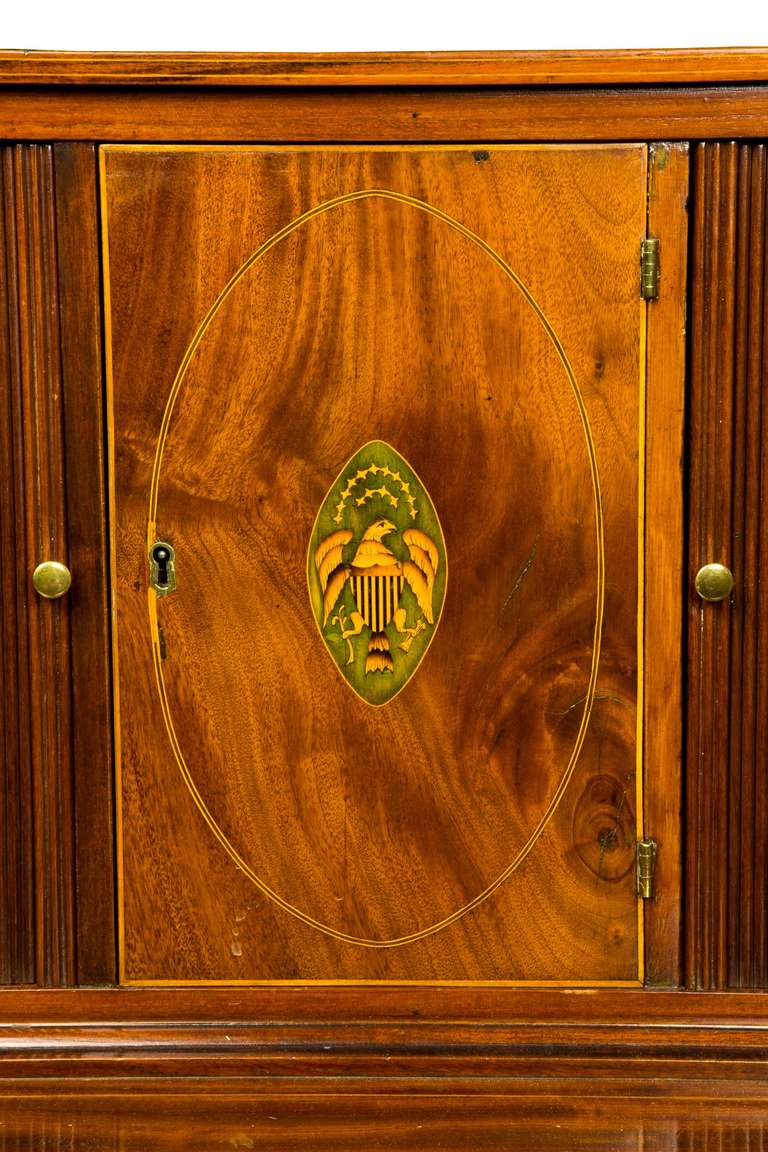 Inlaid Mahogany Hepplewhite Tambour Desk with Eagle, Massachusetts, circa 1810 In Excellent Condition In Providence, RI