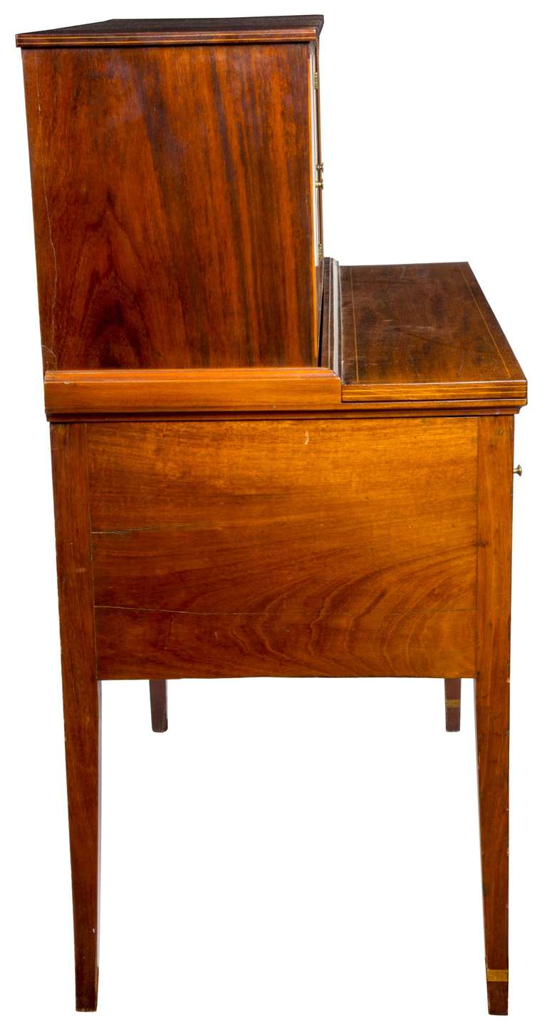 19th Century Inlaid Mahogany Hepplewhite Tambour Desk with Eagle, Massachusetts, circa 1810