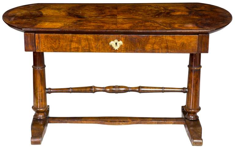 Unknown Crotch Walnut Sofa Table, Continental, circa 1830-1840