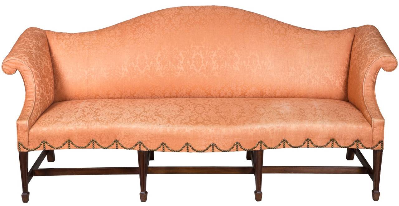 Mahogany Chippendale Camelback Sofa With Bowed Seat And Spade Feet Ny