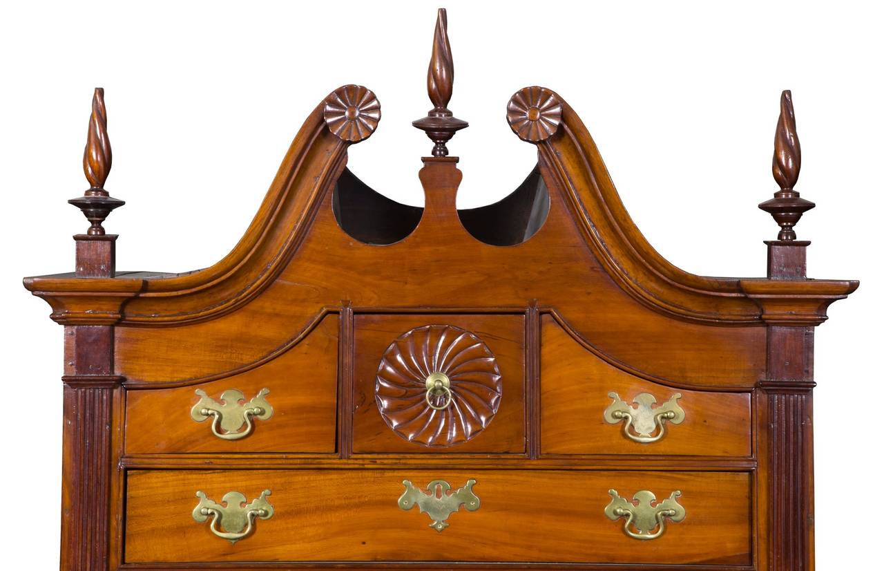 Small-Scale Chippendale Cherry Chest on Chest, Connecticut River Valley For Sale 2