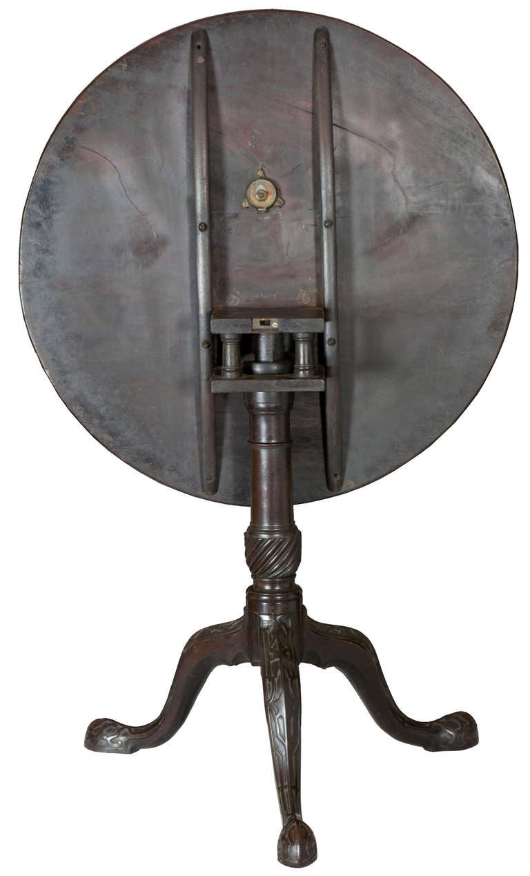 Chippendale Mahogany Tilt-Top Table with Blind Incised Work, England, circa 1760 For Sale