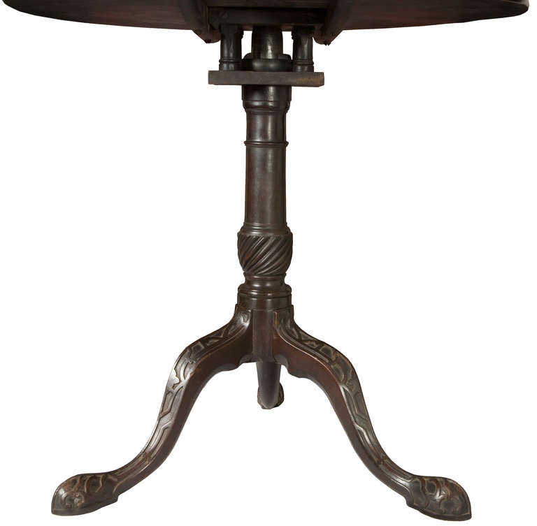 English Mahogany Tilt-Top Table with Blind Incised Work, England, circa 1760 For Sale
