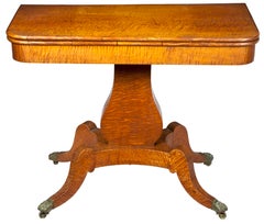 Classical Quilted or Tiger Maple Lyre Card Table