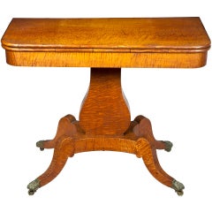 Classical Quilted or Tiger Maple Lyre Card Table