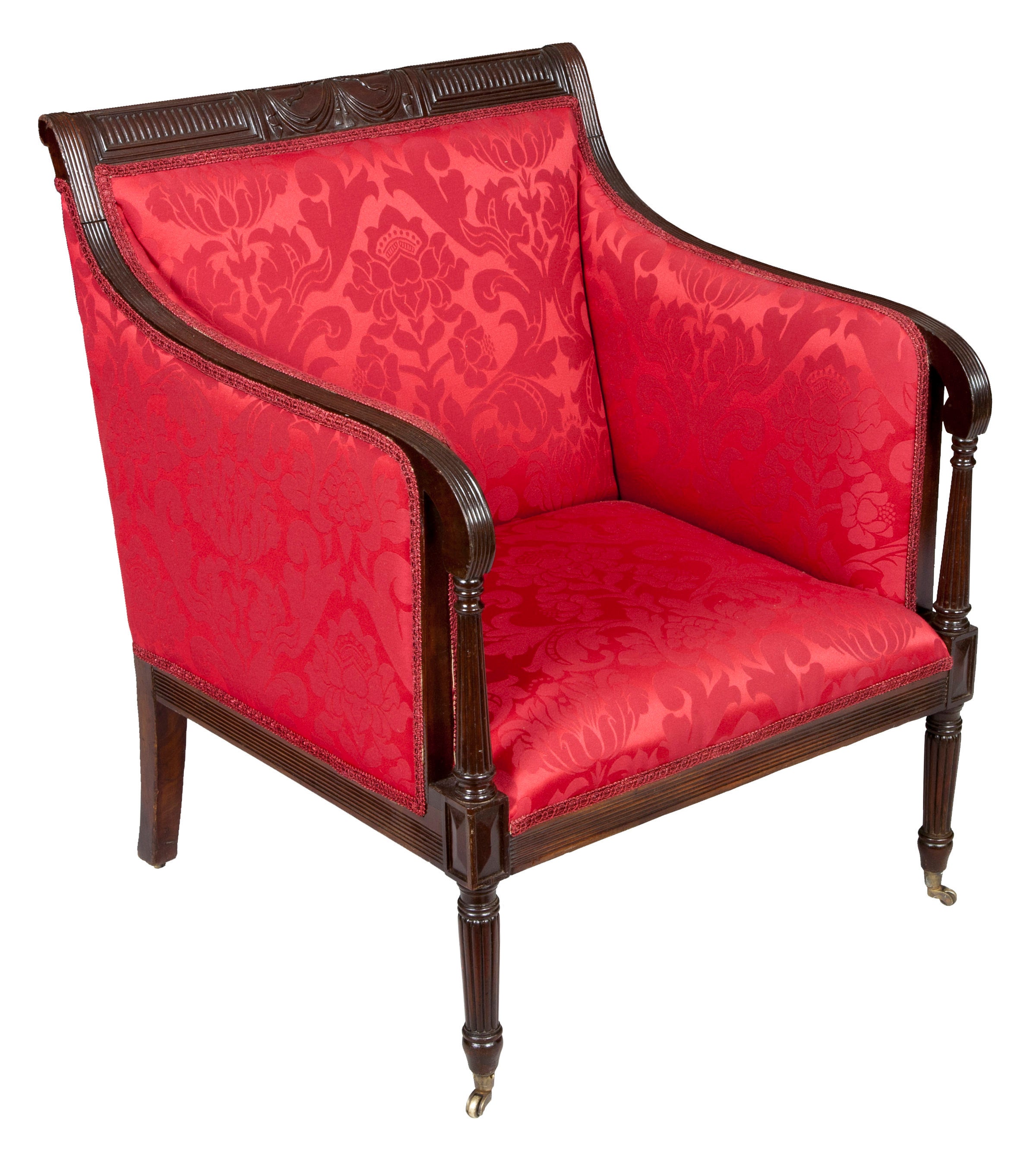 Rare Classical Federal Upholstered Armchair, Mahogany, New York For Sale