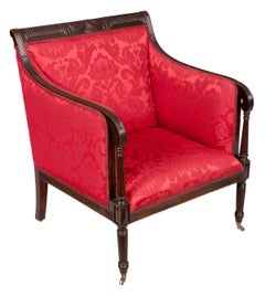Rare Classical Federal Upholstered Armchair, Mahogany, New York