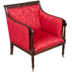 Rare Classical Federal Upholstered Armchair, Mahogany, New York