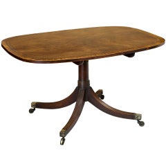 Regency Mahogany Breakfast Table, Crossbanded Edge on Reeded Saber Legs 