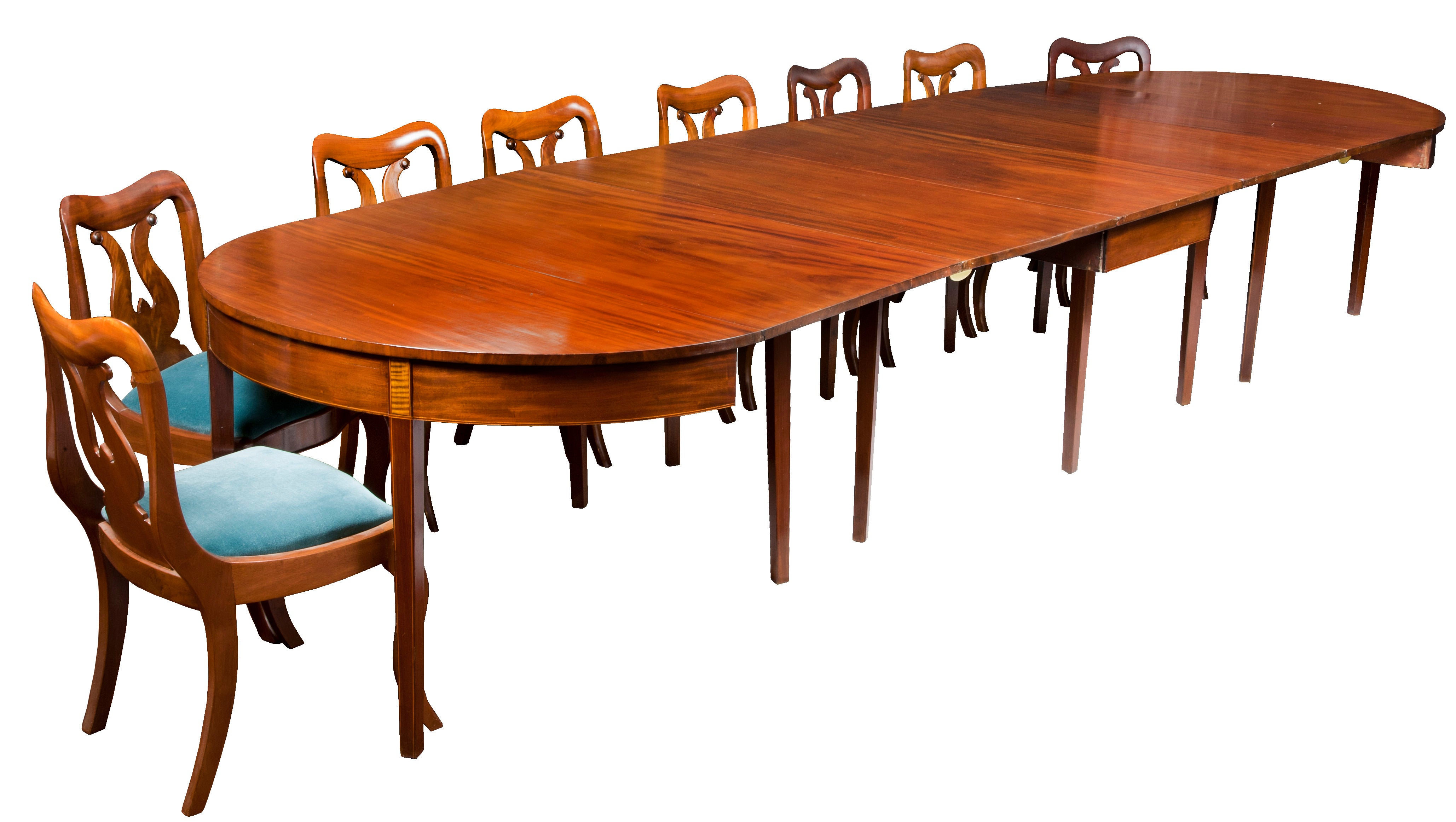 Federal Mahogany Hepplewhite Three-Part Banquet Dining Table, Southern