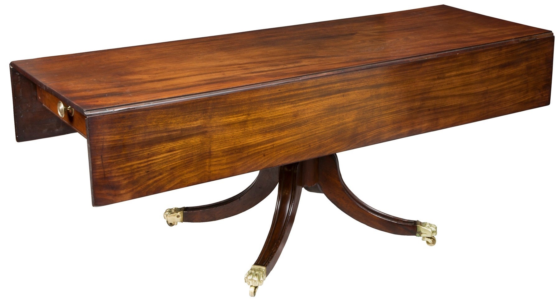 Rare Large Pedestal Mahogany Classical Harvest Table For Sale