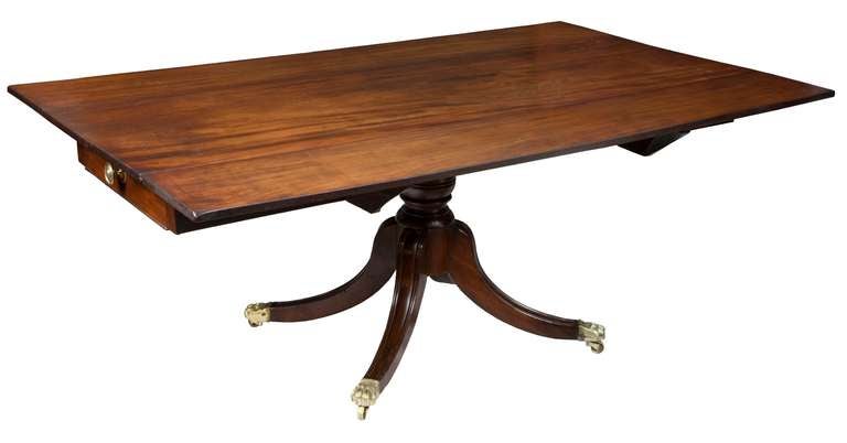 This is a truly exceptional table with the most magnificent mahogany of outstanding length. The mahogany is all unjoined solid boards. One should take a moment to consider the size of the tree out of which the one main tabletop board could be cut