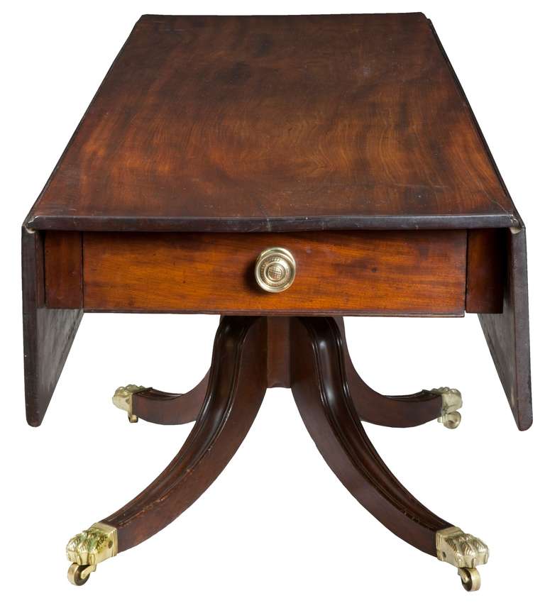 American Classical Rare Large Pedestal Mahogany Classical Harvest Table For Sale