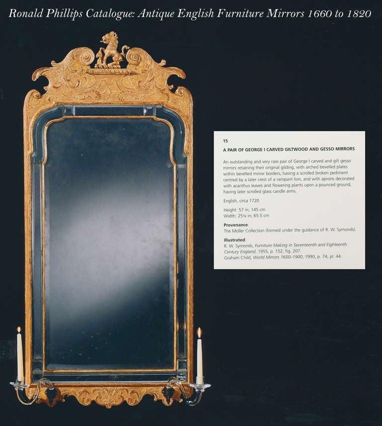Queen Anne Gilt Mirror with Swan's Neck Pediment and Candleholders, English In Excellent Condition For Sale In Providence, RI