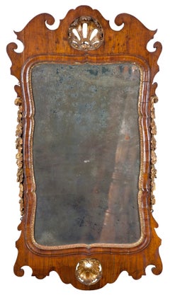 George III Walnut and Parcel-Gilt Mirror, England, circa 1760