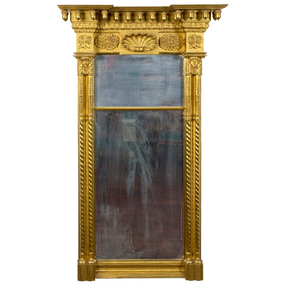 Magnificently Large Gilt Classical Mirror, New York, circa 1820-1830 For Sale