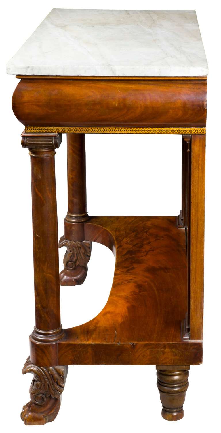 American Neoclassical Stenciled Pier Table with Marble Top, New York, circa 1830