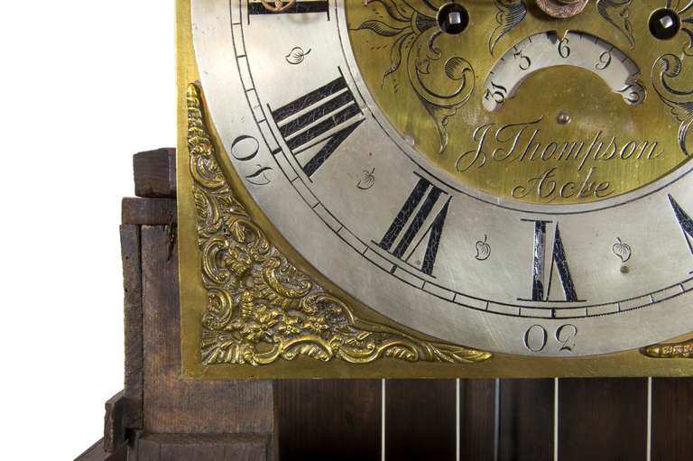 Chippendale Oak, Mahogany Inlaid Tall Case Clock, England, 18th Century In Excellent Condition In Providence, RI