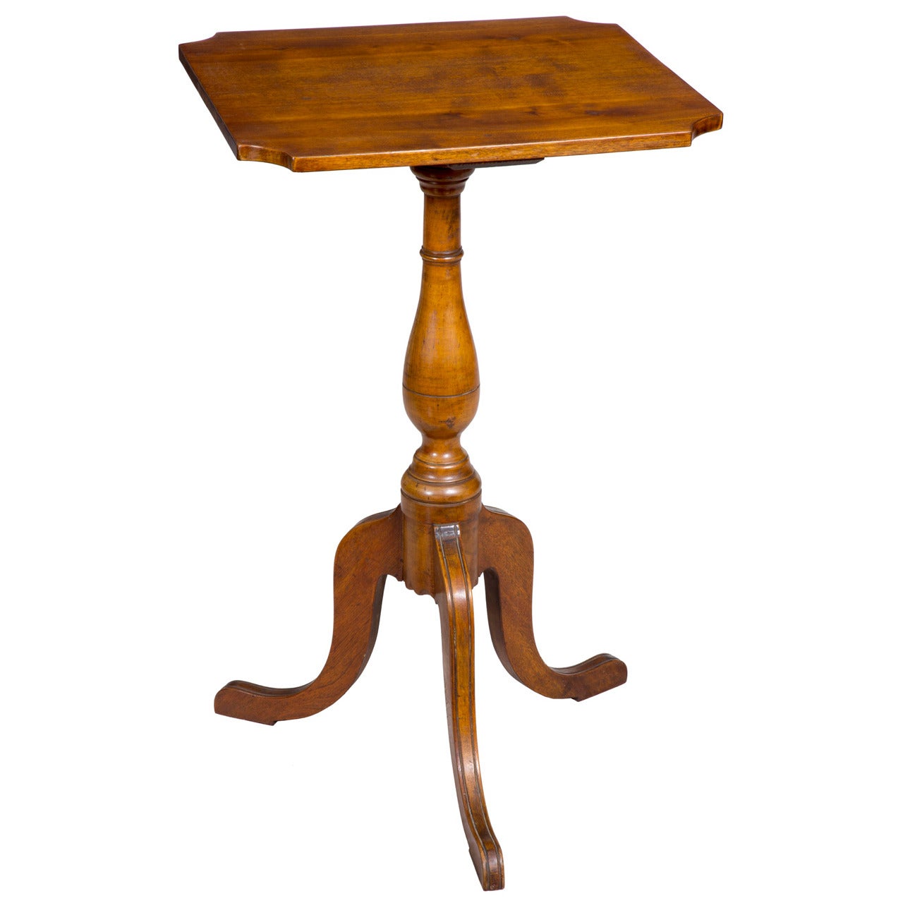 Birch Federal Candle Stand with Notched Corners, circa 1820