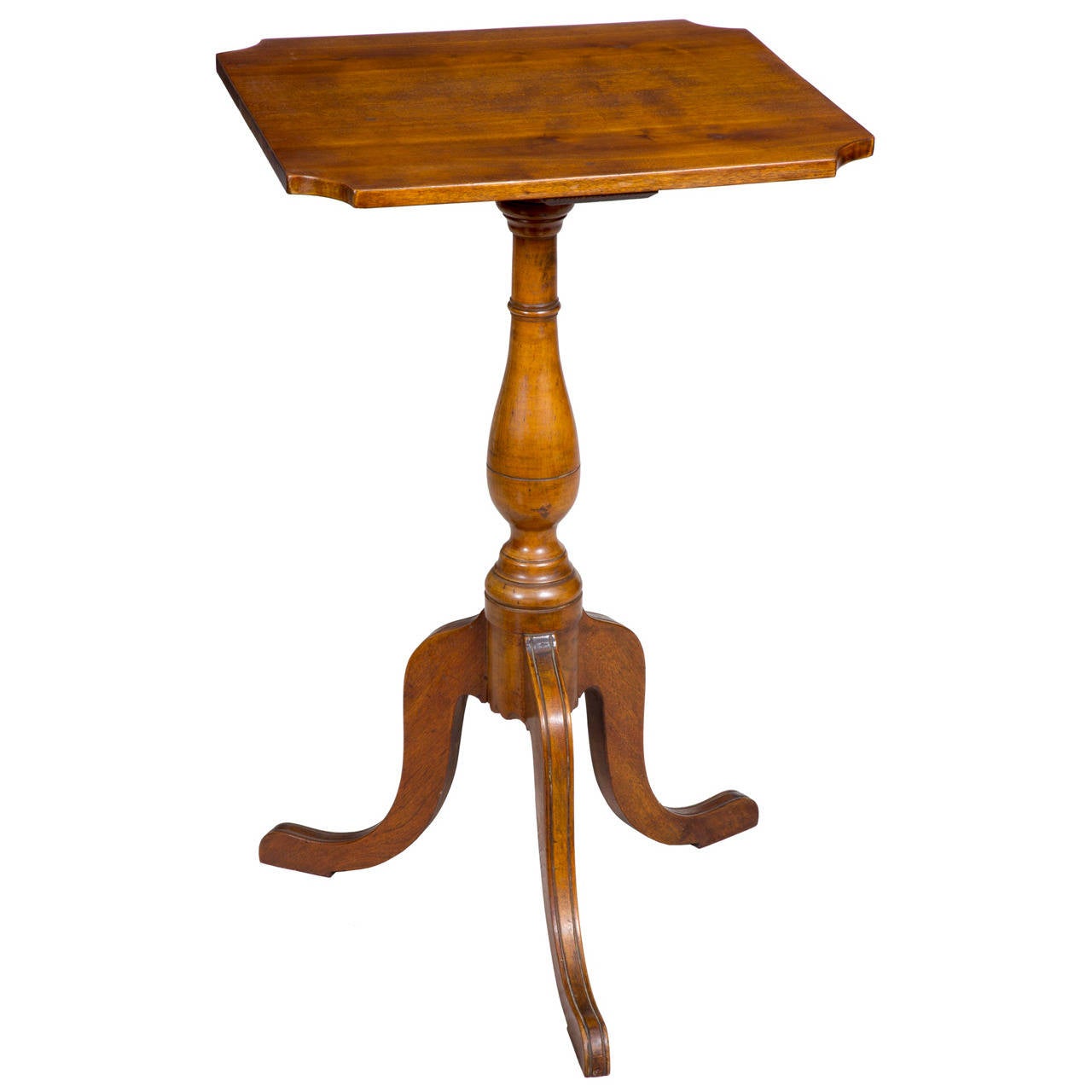 Birch Federal Candle Stand with Notched Corners, circa 1820 For Sale at