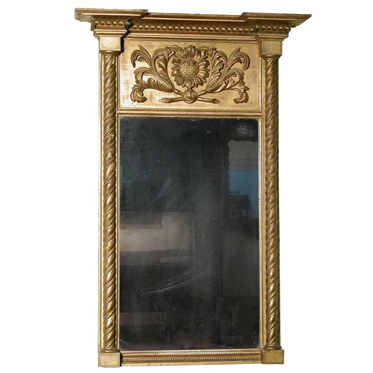 Classical Gilt Mirror with Carved Panel