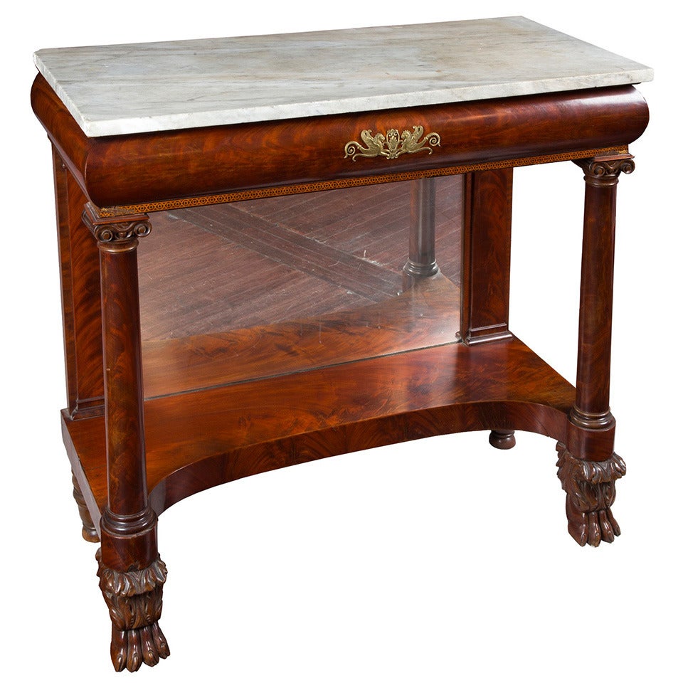 Neoclassical Stenciled Pier Table with Marble Top, New York, circa 1830