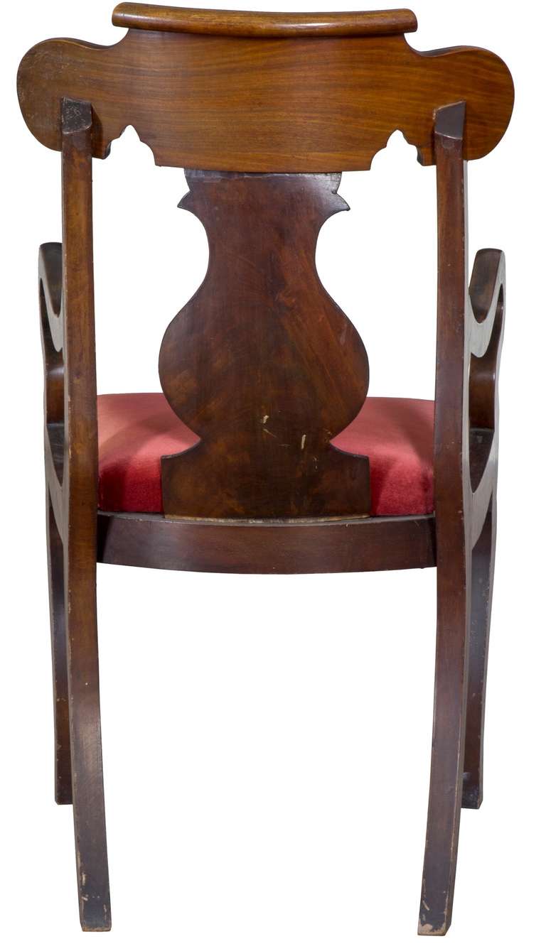 American Mahogany Neoclassical Armchair, Boston, circa 1830 For Sale