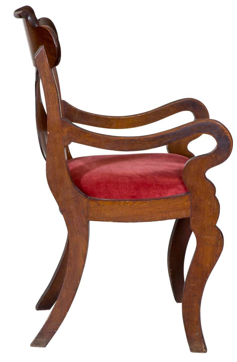 19th Century Mahogany Neoclassical Armchair, Boston, circa 1830 For Sale