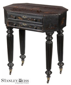 Rare Japanned and Lacquered Worktable, Boston, circa 1840