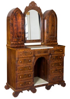 Antique Gothic Mahogany Dressing Bureau, circa 1840