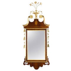 Antique Fine Mahogany and Giltwood Federal or Hepplewhite Mirror