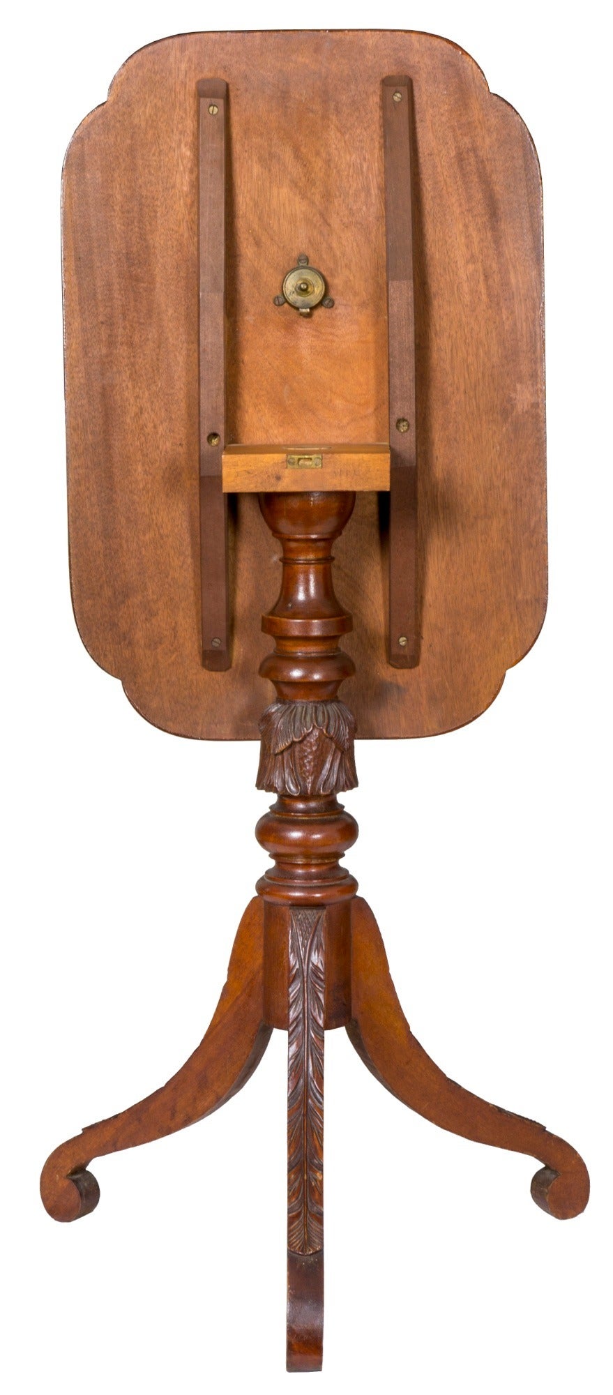 Early 19th Century Federal Carved Mahogany Tilt-Top Candlestand, Probably New England, circa 1825 For Sale