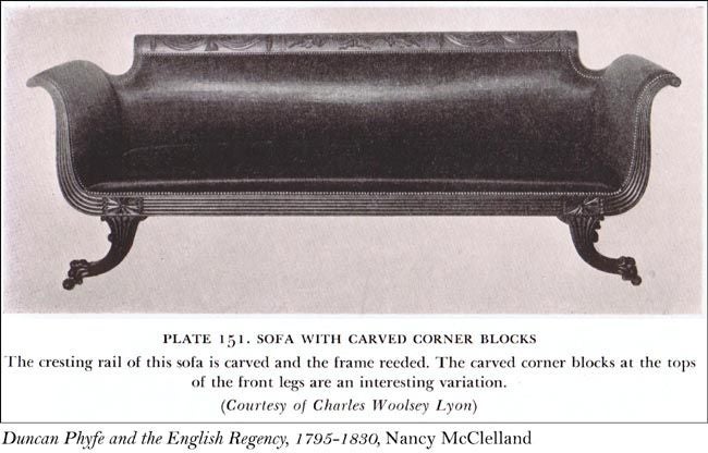 Carved Mahogany Classical Sofa with Curule Legs, New York For Sale 4