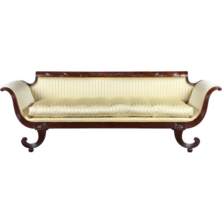 Carved Mahogany Classical Sofa with Curule Legs New York 