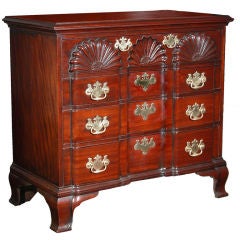 Carved Mahogany Chippendale style Blockfront Bureau, Newport
