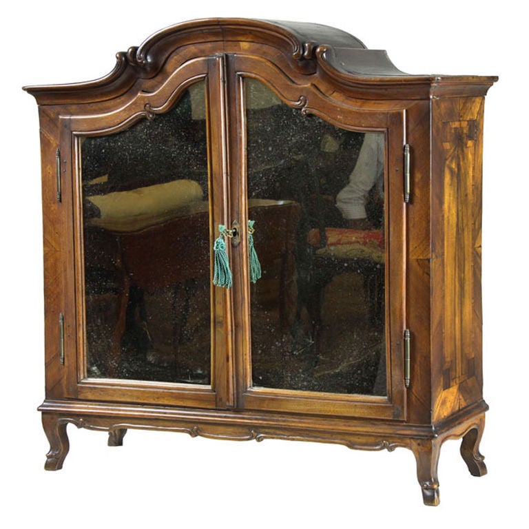 Continental Walnut Kunst Cabinet with Hoof Feet For Sale