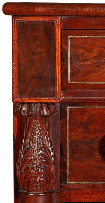 Sheraton Carved Mahogany Dressing Bureau, brass inlay 1