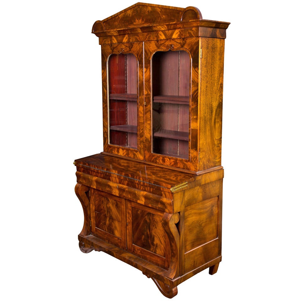 Mahogany Neoclassical Secretary with Gothic Embellishments, circa 1840 For Sale