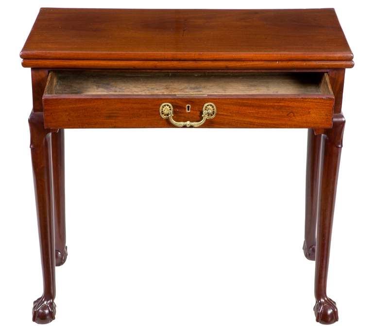 English Diminutive Carved Mahogany Chippendale Card Table, England, circa 1780 For Sale