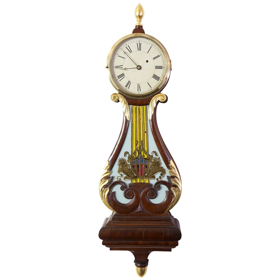 Federal / Classical Lyre Form Banjo Clock, Boston, circa 1810 For Sale