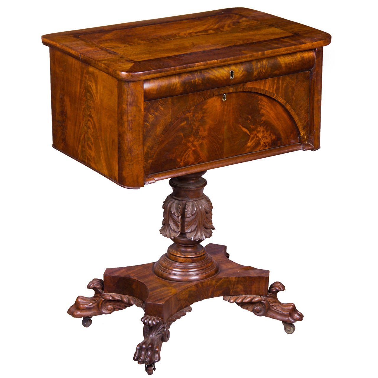 Classical Mahogany Worktable Attributed to Anthony Quervelle, circa 1830 For Sale