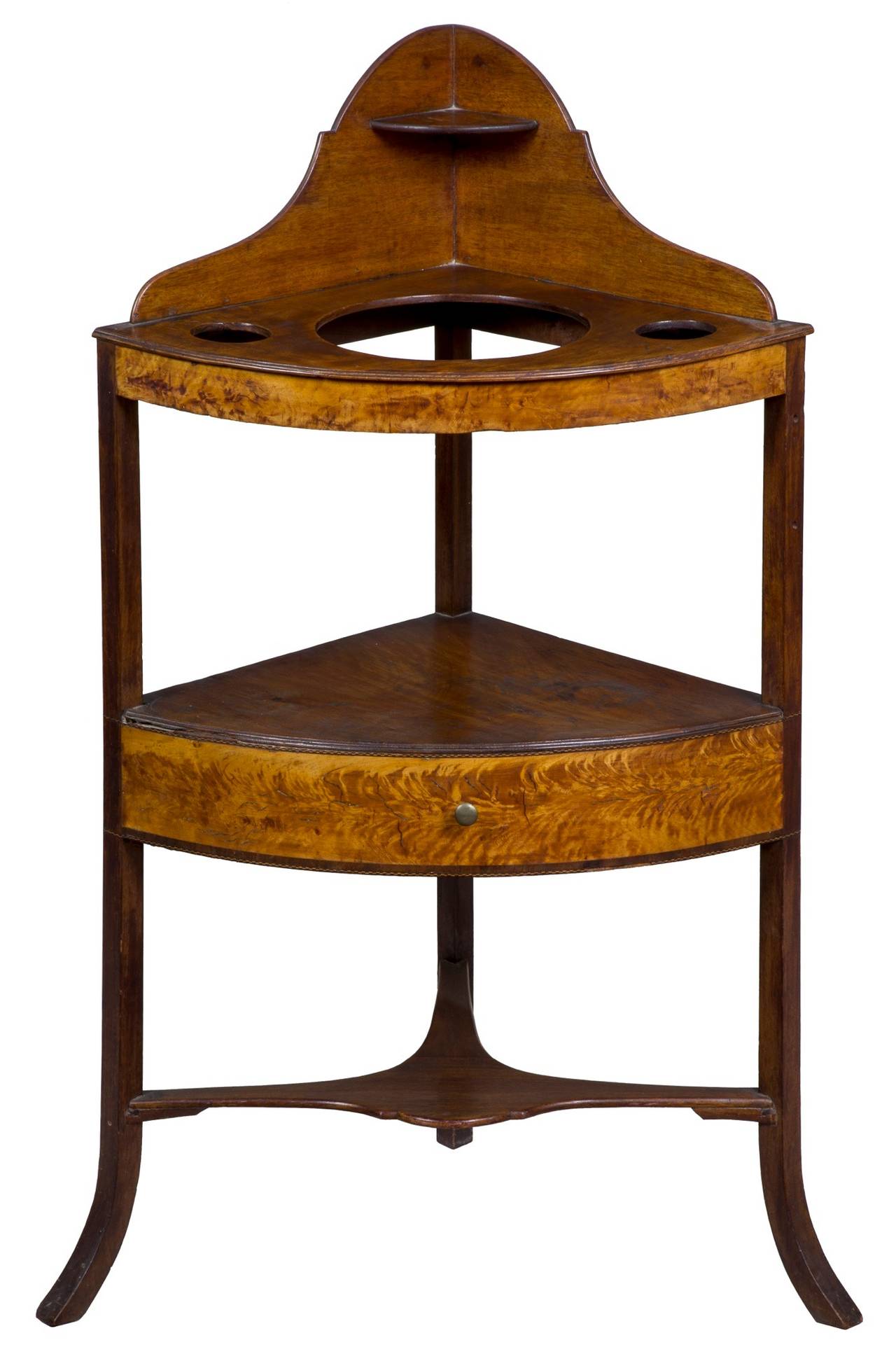This basin stand originally belonged to Sarah Bass (1768-1838) and descended in her family to the present owner, from who we purchased it. This washstand, in an old surface and in original Fine condition is everything the purist collector looks for: