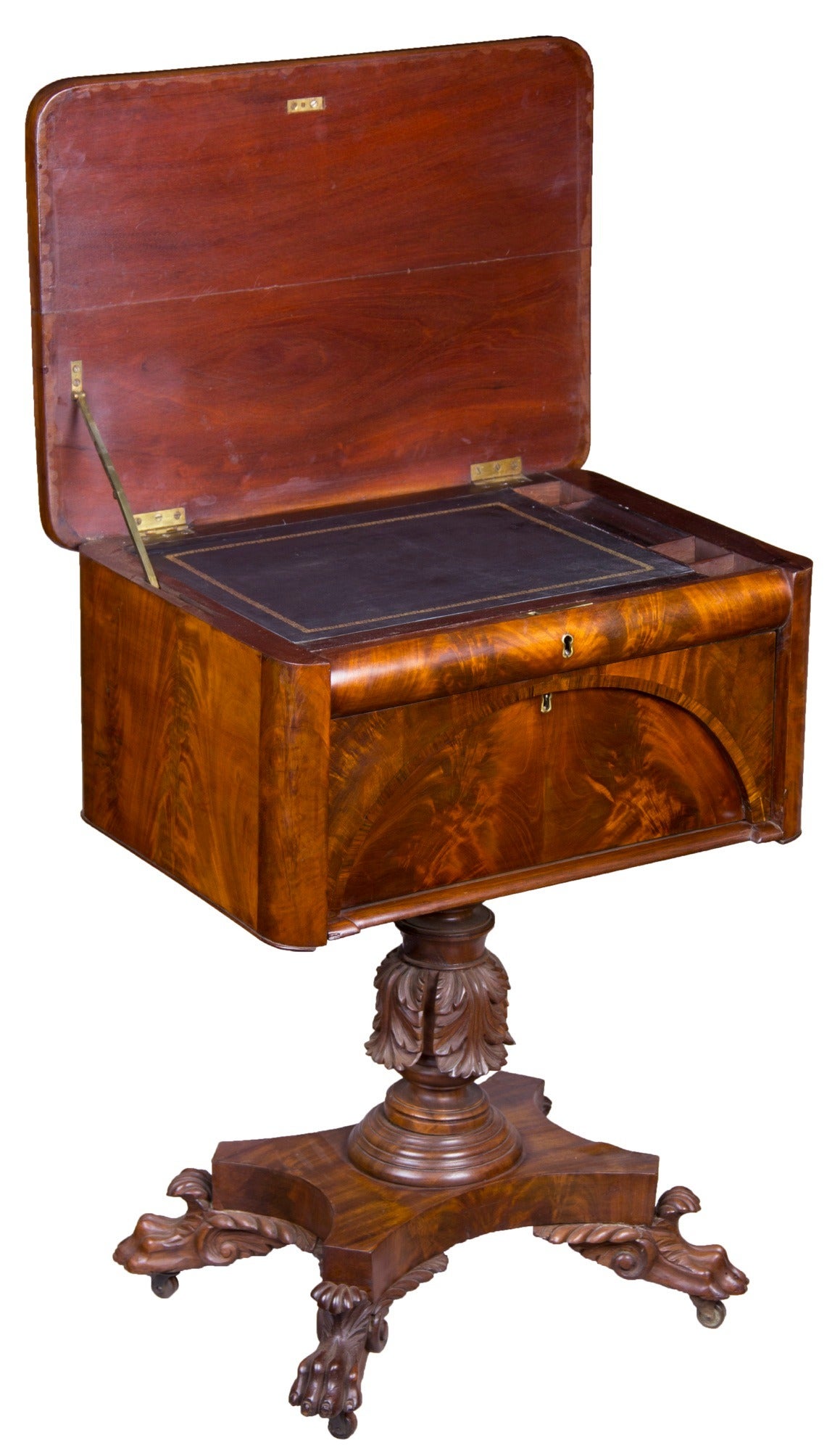 American Classical Mahogany Worktable Attributed to Anthony Quervelle, circa 1830 For Sale